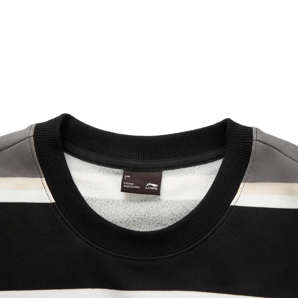 Seria Lifestyle Sportowy Li Ning Prosty Swobodny Krój z Obniżonymi Ramionami Wszechstronny Okrągły Dekolt w Paski Blok Kolorystyczny Polar Ciepła Bluza Unisex AWDVD31-6