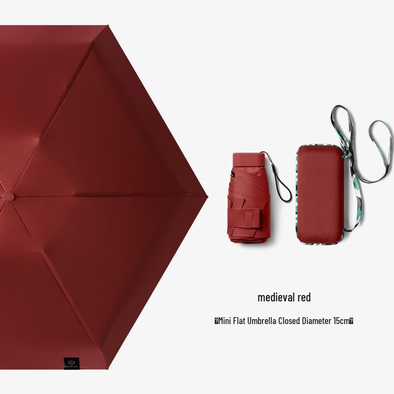 

Compact Dual-Use Sun and Rain Umbrella with UV Protection, Six-Fold Design Card Holder Umbrella