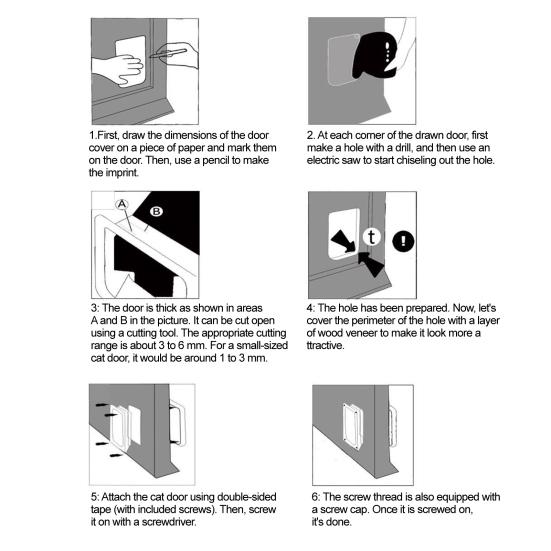Cat Door for Thin Plates 4 Way Locking Pet Door Interior Cat Door with Magnetic Flap for Cats Up To 18 Lbs Easy To Install On Sliding Doors Cat House
