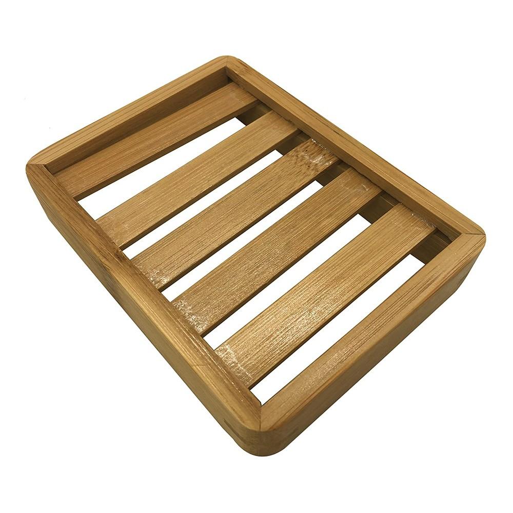 Jabonera de bambú del tenedor el 10*8.7*2.2cm del jabón del estante del jabón