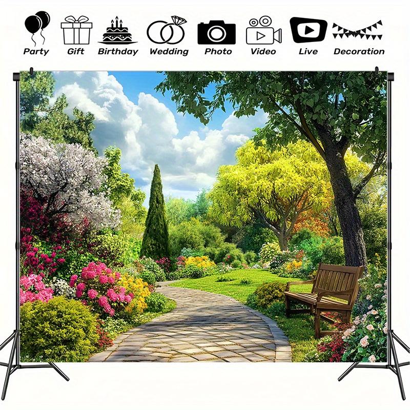 Large Garden Park City Village Polyester Background - Vibrant Outdoor and Indoor Party Banners Festival Celebrations