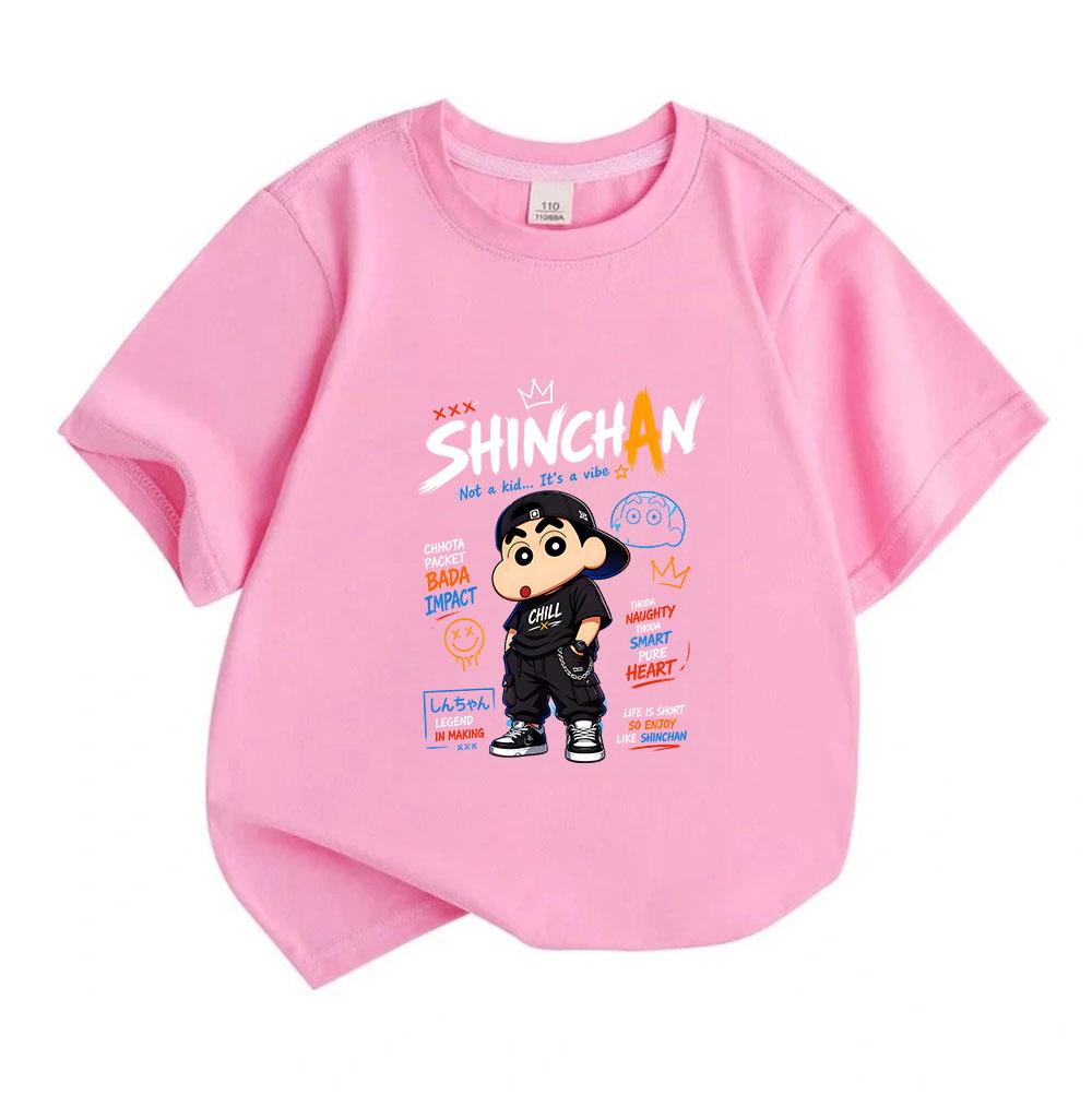 Kids Boys Girls 100% Cotton Crew Neck Short Sleeve T-Shirt, Cute Street Hip Hop Cartoon Print Casual Breathable Soft Tee for Daily Wear, Outing and Sc