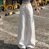 Women's High Waist White Denim Pants Wide Leg Loose Fit Casual Winter Trousers