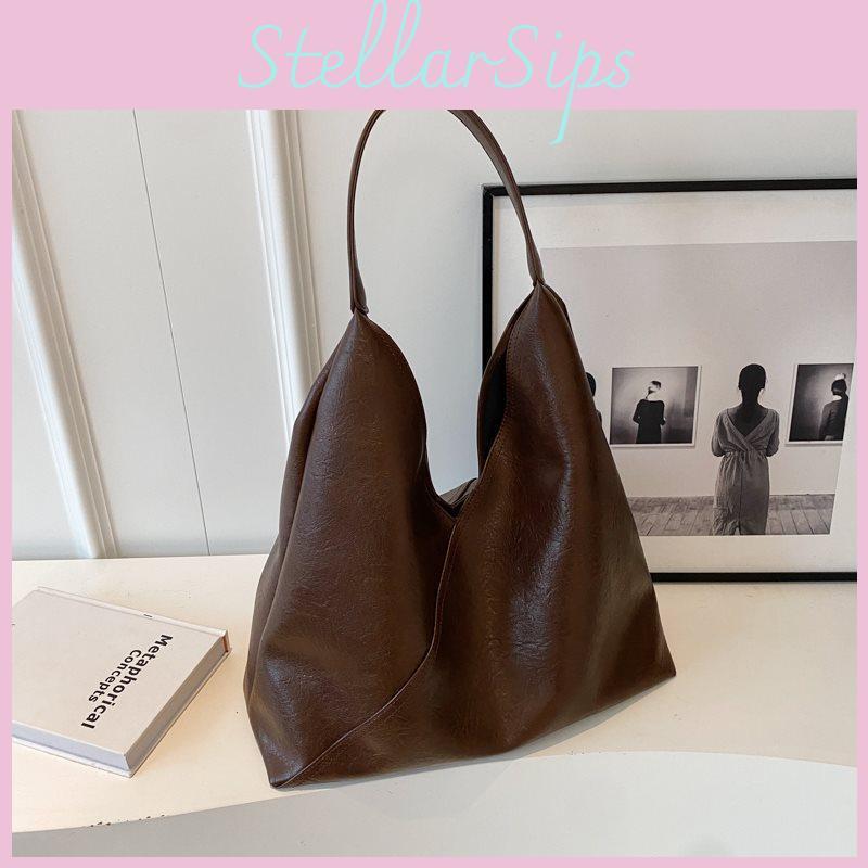 Simple Color Solid Large Capacity Pu Leather Women Shoulder Bag Autumn For