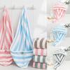 1pc Striped Hair Towel For Women Quick-Drying Absorbent Coral Fleece Shower Cap With Thickened Towel Hair Drying And Wrapping