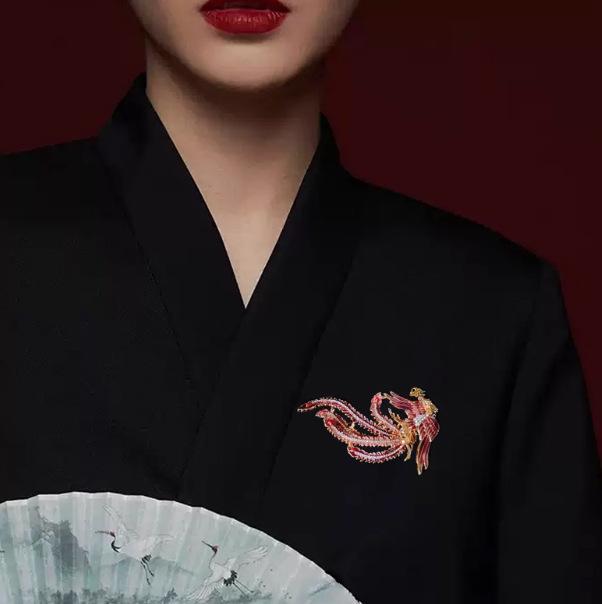 Rhinestone Phoenix Brooches for Women Unisex Enamel Animal Bird Category Pin Event Party Backpack Decoration Clothes Accessories