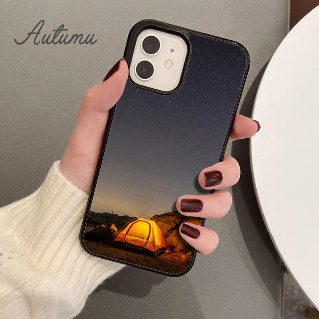 Camping Nature Mountain Phone Case for iPhone 11 12 13 14 Pro Max Mini XR XS SE 2020 6 6S 7 8 Plus Samsung Galaxy S21 S22 Cover