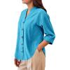 Lightweight Casual Blouse Loose Fit Button Down Shirt Long Sleeve Stand Collar Everyday Wear Relaxed Fit Women
