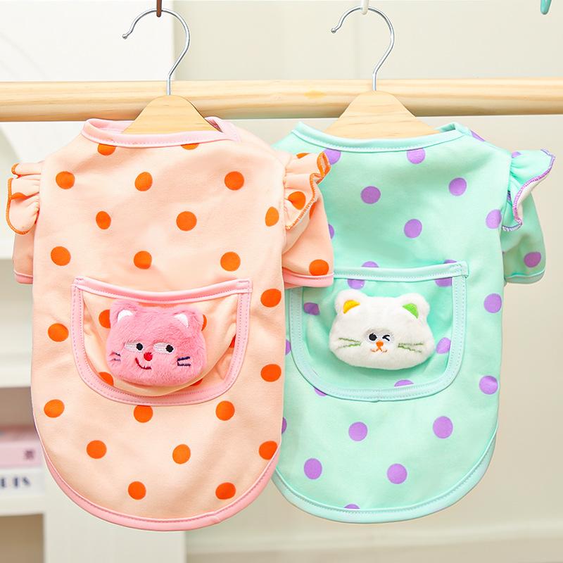 Puppy Dog Clothes Spring and Autumn Thin Velvet Shirt Casual Breathable Teddy Bigbear Pomeranian Puppy Small and Medium Dogs Cat