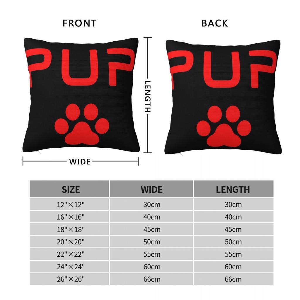 Pup Paw Red Square Pillowcase Polyester Linen Velvet Creative Zip Decor Throw Pillow Case Home Cushion Cover