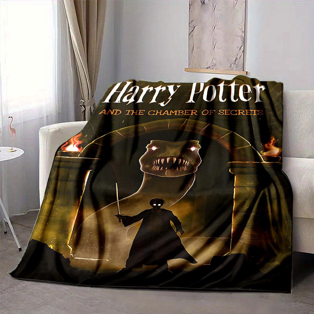 1pc Harry Potter Flannel Throw Blanket - HD Printed Lightweight Soft Warm All-Season Blanket for Sofa, Bed, Travel, Camping 094