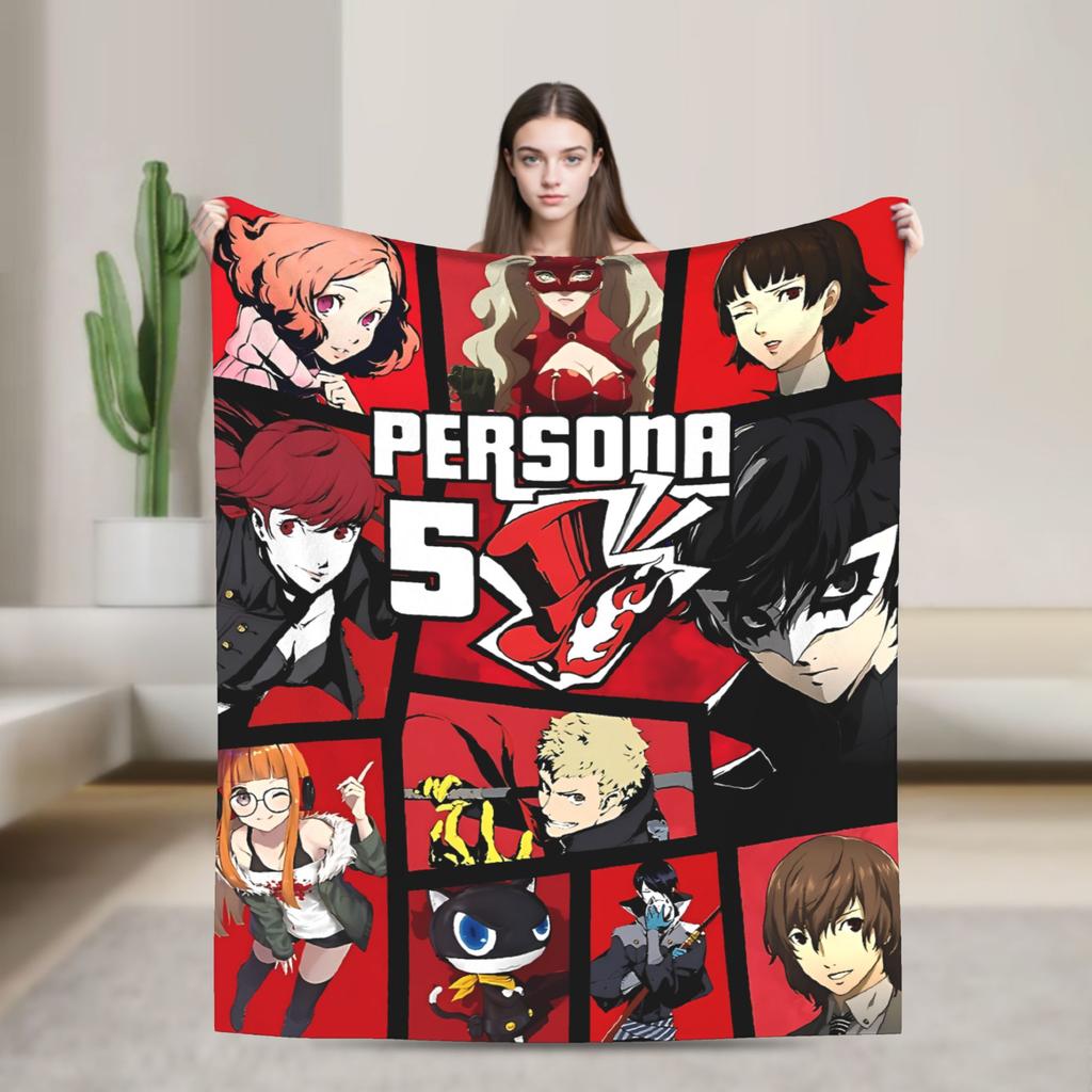 Anime P-Persona 5 Blanket  Soft Street Trend Plush Throw Blanket For Outdoor Travel Flannel Bedspread Bed Cover