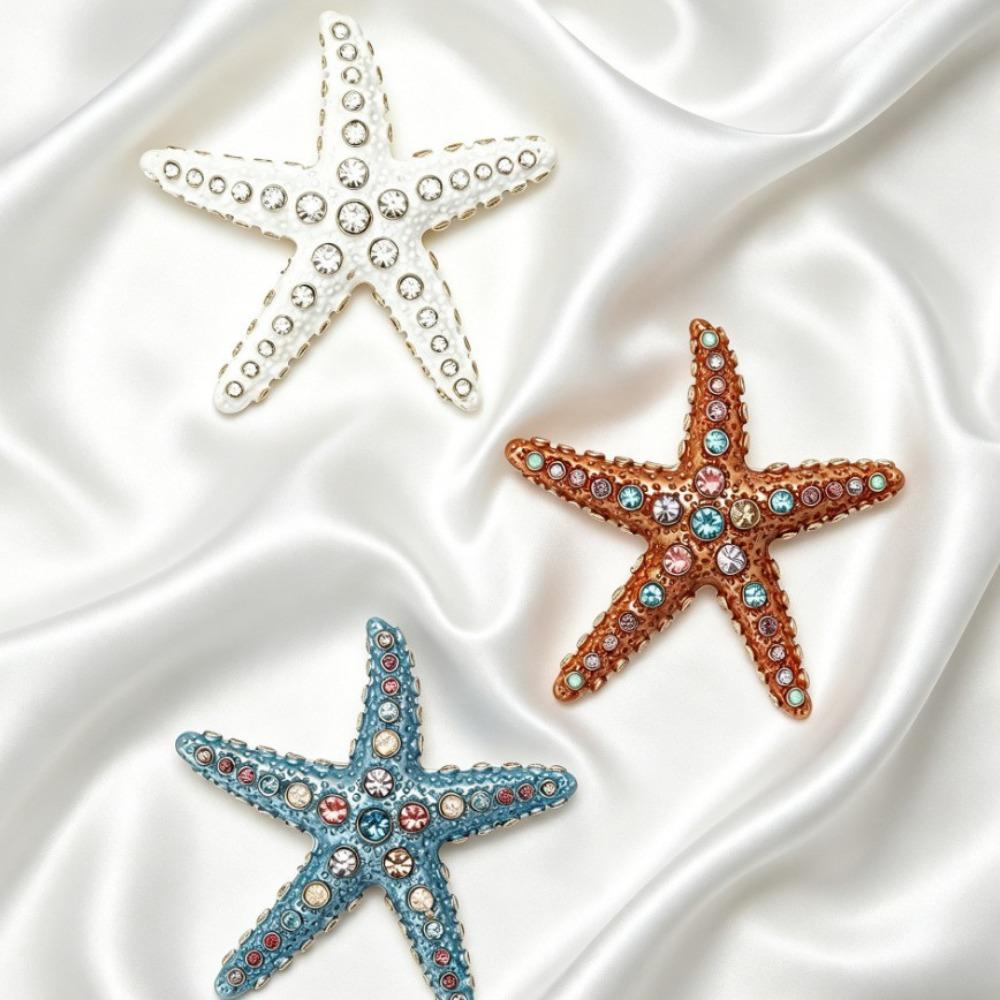 Party Jewelry Starfish Pin Gifts Metal Badge Fashion Sparkling Starfish Brooches Women