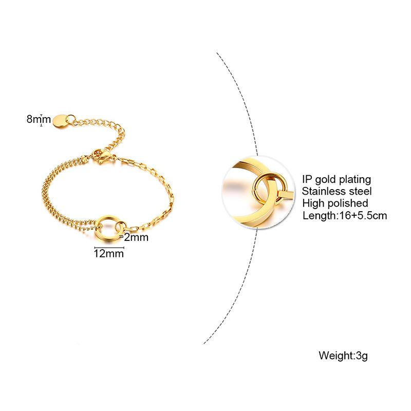 Simple And Versatile Stainless Steel Gold 18K Gold Bracelet Stacked Fashion Personality 1322