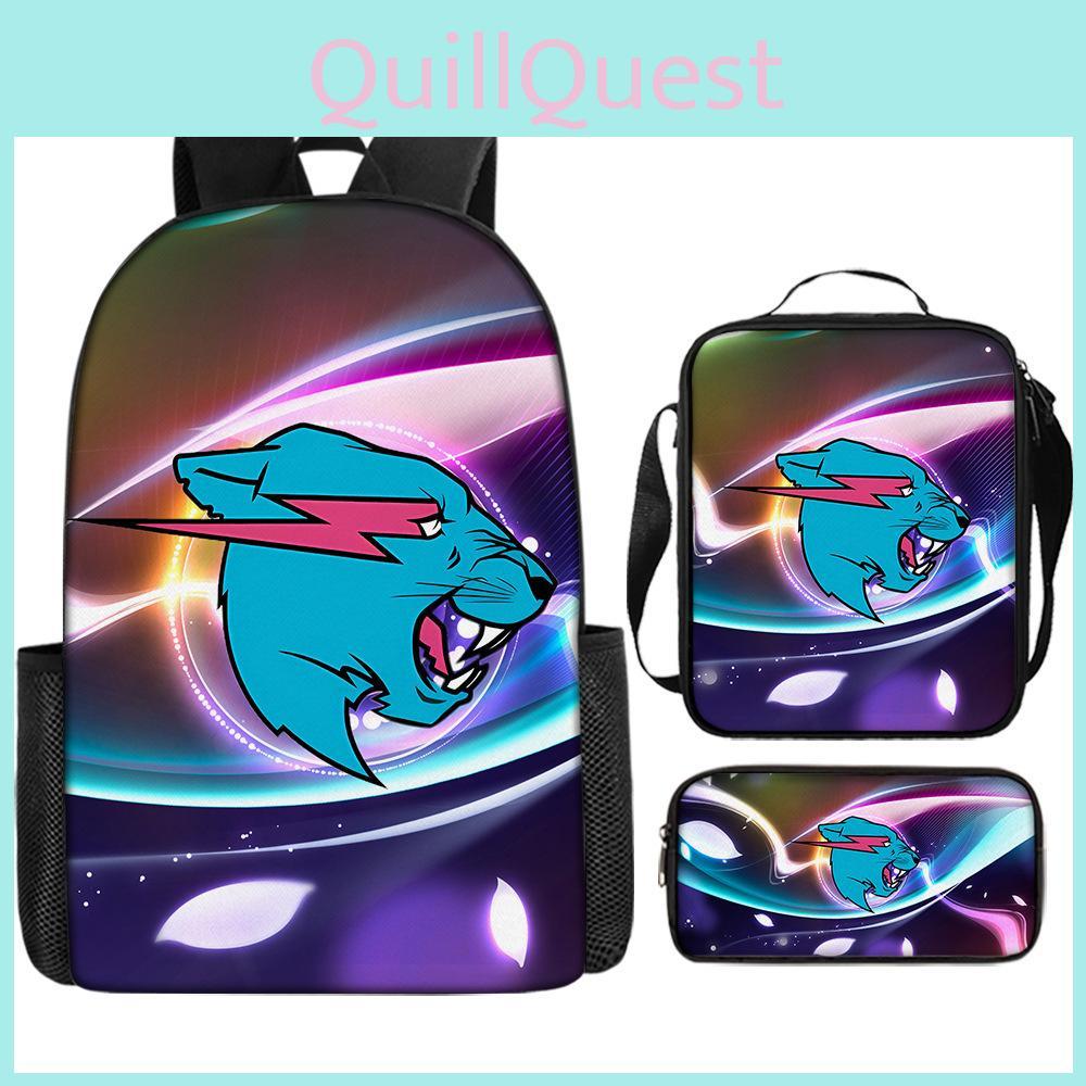 Mr Beast Lightning Cat 3d Print School Backpack With Breathable Oxford Fabric For Kids