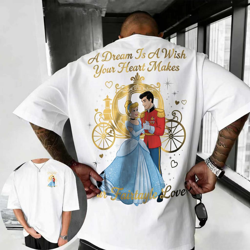 T-shirt Estiva Disney Cenerentola 2026 100% Cotone Manica Corta Casual Larga Traspirante Top Non Stropicciabile
