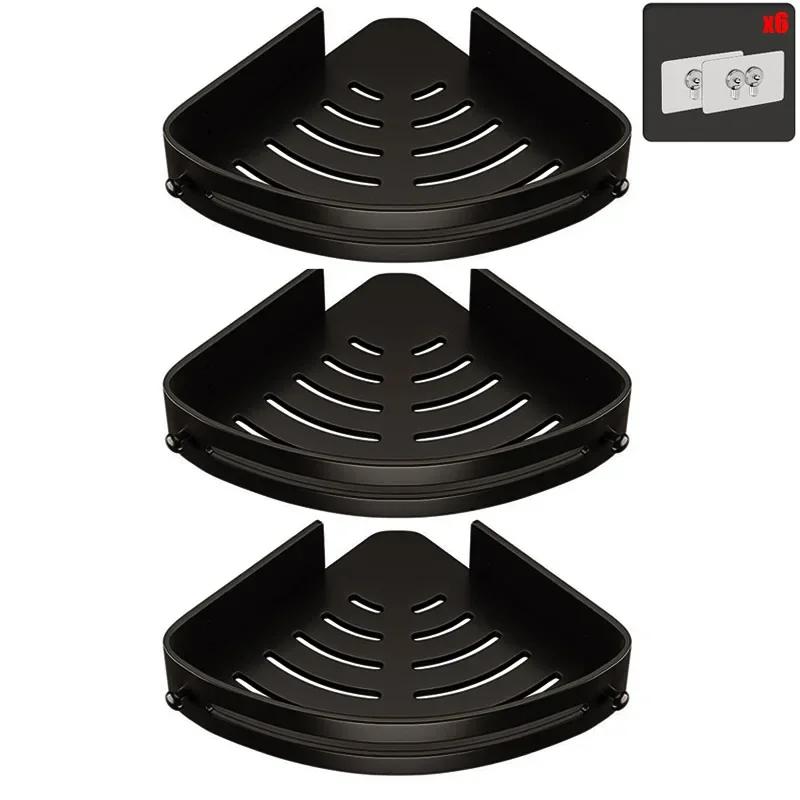 Three Layers Bathroom Nail-free Shelf Shower Corner Shelf Plastics Shampoo Shelf Shower Supply Storage Bathroom Accessories
