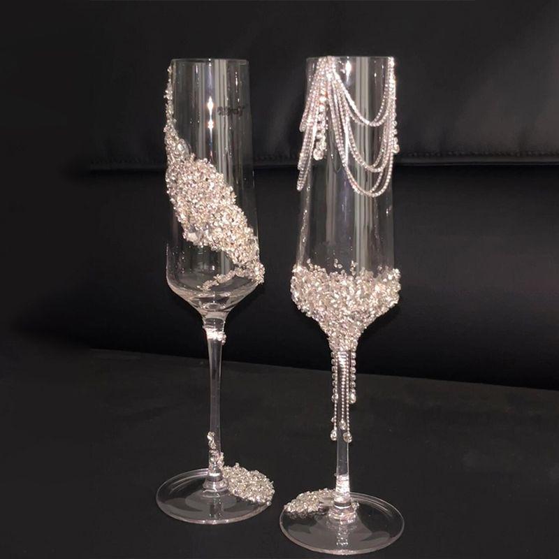 

Handmade DIY Wedding Toasting Glasses Pack - Champagne Glasses & Engagement Decoration Gift for Girls
