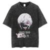 Anime Tokyo Ghoul Ken Kaneki Grafik T-Shirt Herren Vintage Gothic T-Shirts Lässig Locker Manga T-Shirt Harajuku Herren Baumwoll-T-shirt