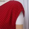 ZANZEA Women Casual Round Neck Short Sleeve Polka Dot Print Sheath Dress