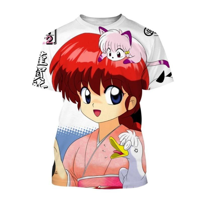 Japanese Anime Ranma Anime Character Casual Cute Unisex 3D Printed Character Short Sleeve T-shirt