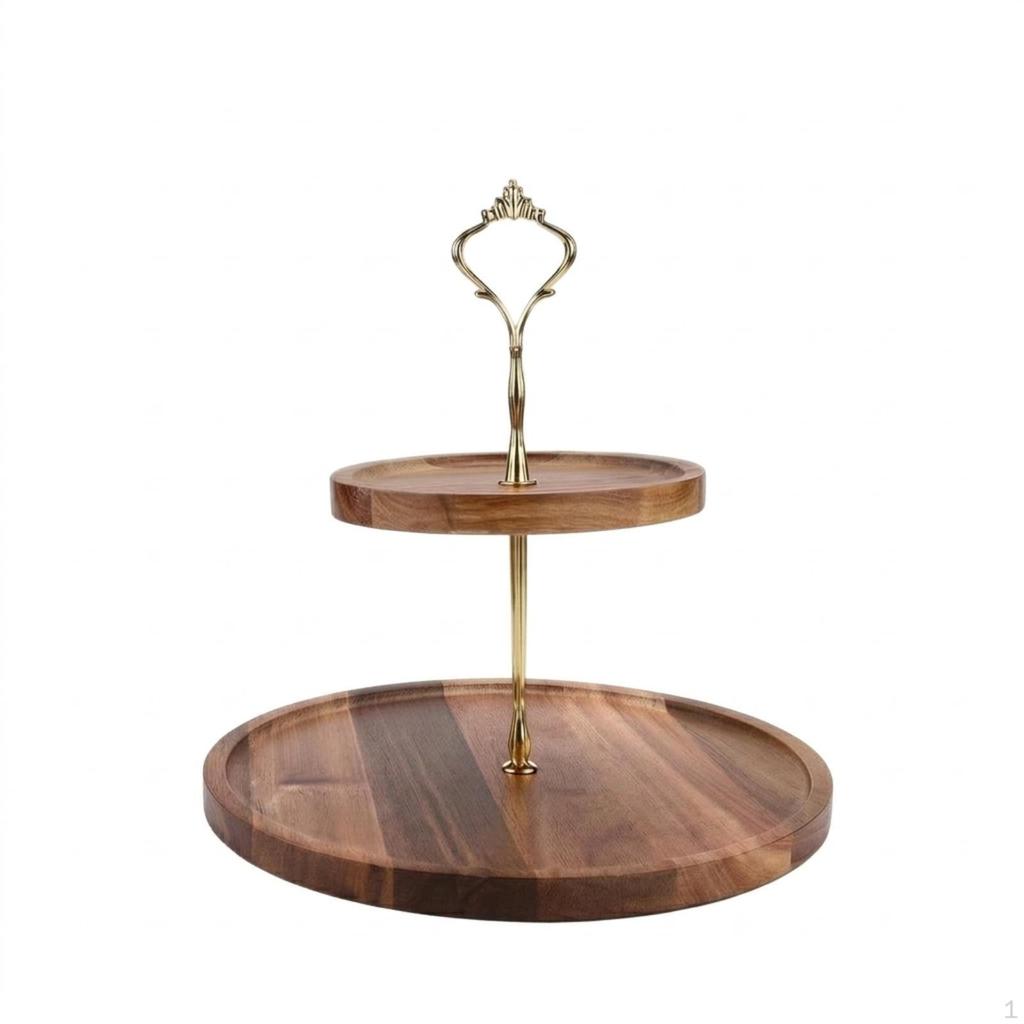 2Tier Dessert Stand Tiered with Wooden Trays Rustic Cake Display Rack for Hosts,