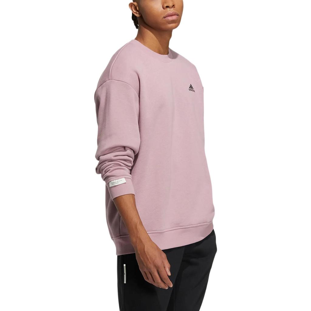 Adidas Solid Color Logo Print Round Neck Pullover Sweatshirt Unisex Tops Light-Purple IB2715