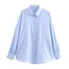 Fashion Style 2024 Autumn New Women's Clothing Easiest for Match Linen Blended Lace Trim Long Sleeves Shirt 8342738