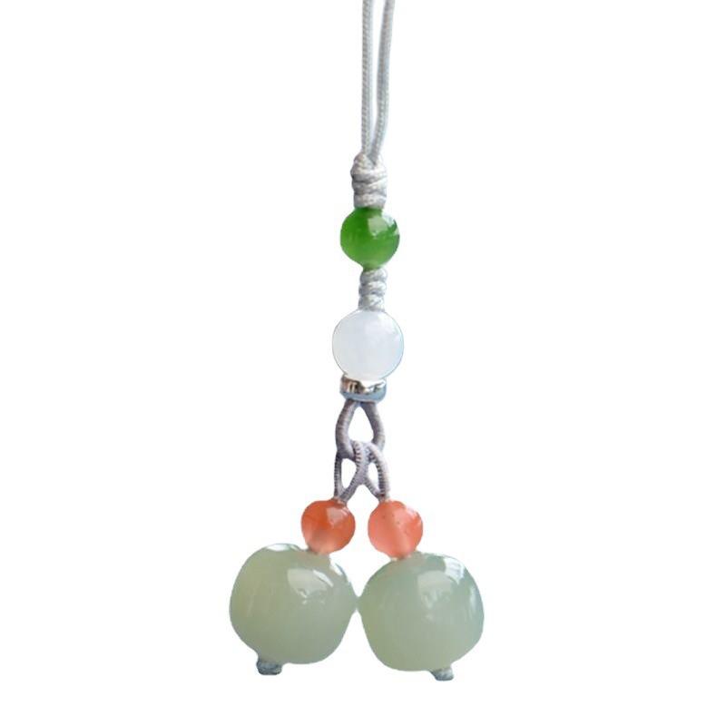 Hetian Jade Mobile Phone Pendant, Pendant Accessory for Women DIY Cute Mobile Phone Strap In Chinese Style with Southern Red Agate, Fresh and