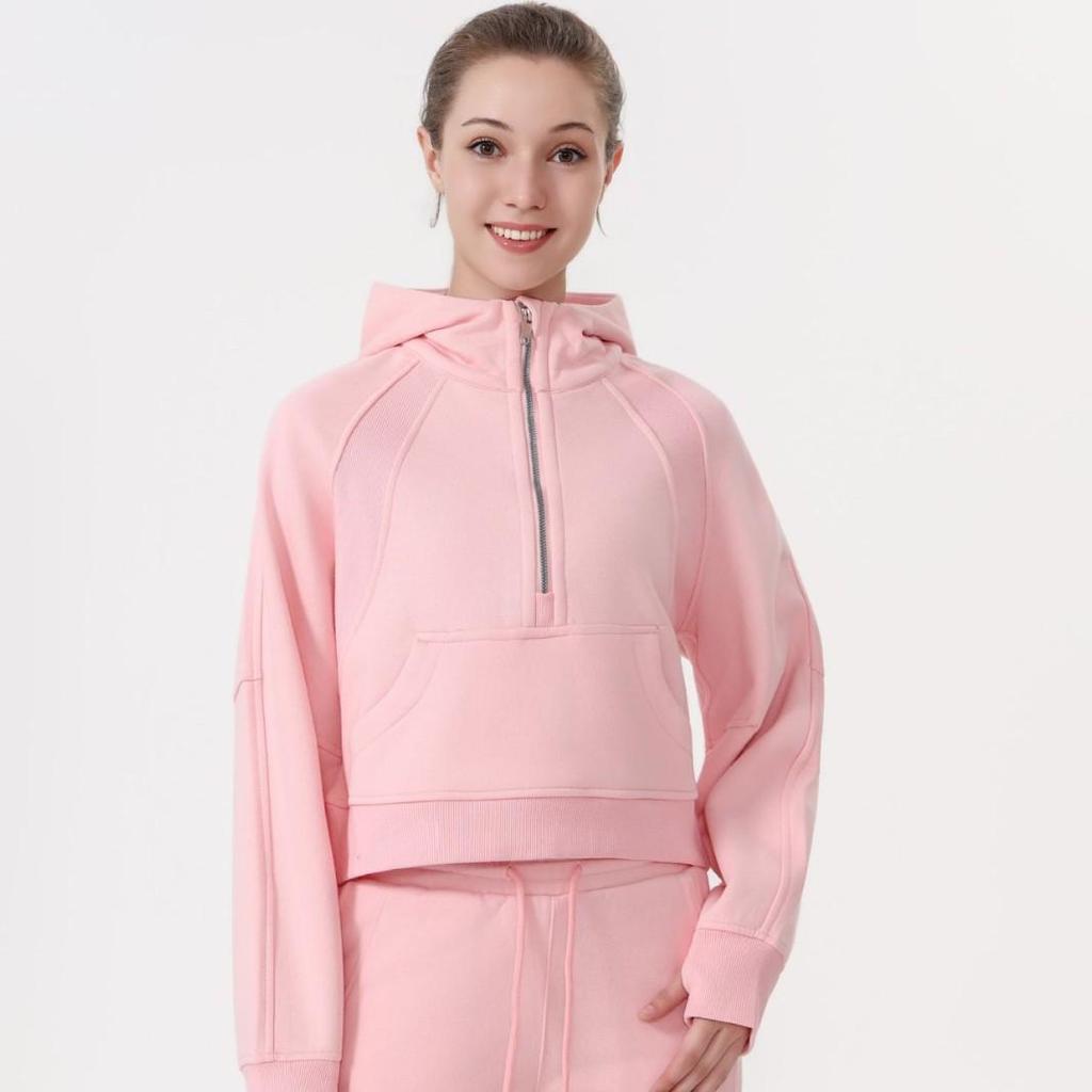Women's Fleece-Lined Half-Zip Hoodie for Autumn/Winter - Slimming, Sporty, Versatile.
