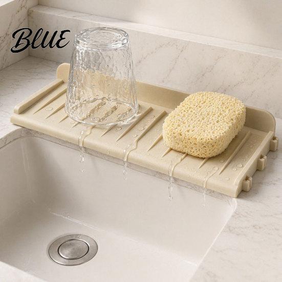 Suction Cup Kitchen Mat Silicone Sink Faucet Mat Foldable Splash Guard with Cup