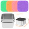 4Pcs 2/6oz Snack Container Stainless Steel Salad Box with Silicone Lids Leakproof Portable Stackable Dressing Food Storage Box