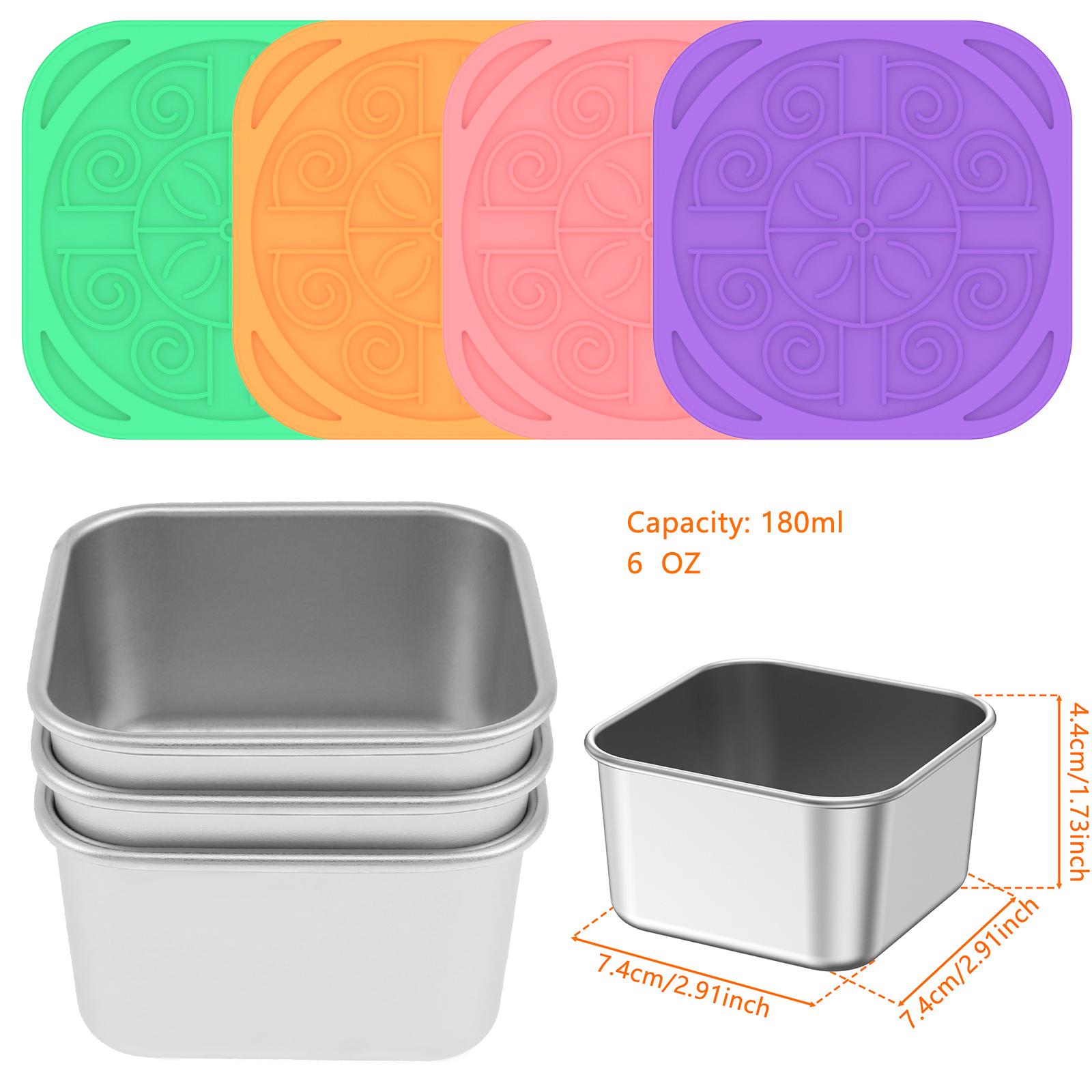 

4 шт. 2/6 унций контейнер для закусок из нержавеющей стали салатница с силиконовыми крышками герметичная портативная штабелируемая заправочная коробка для хранения продуктов