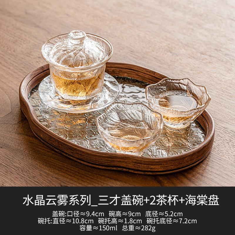 Kristallglas Teeschale Teetasse Kung Fu Teegeschirr Nachmittagstees Zubereiter Tragbar Outdoor Teegeschirr Sets Tees Aufbrühwerkzeuge Werkzeuge