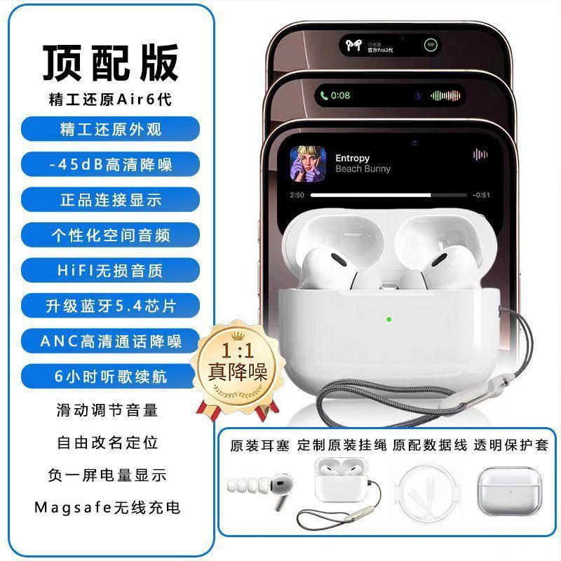 

6th generation active noise reduction wireless bluetooth headset transparent for Android Apple