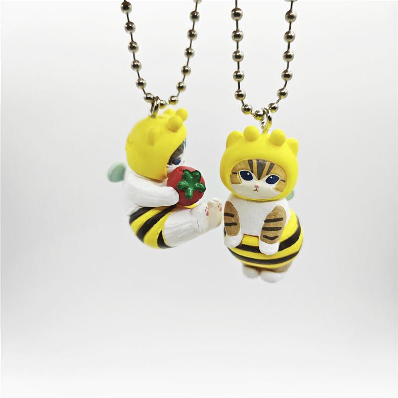 Mofusand Bee Cat Pvc Mini Action Figure Model Collectible Keychain Kids Gift
