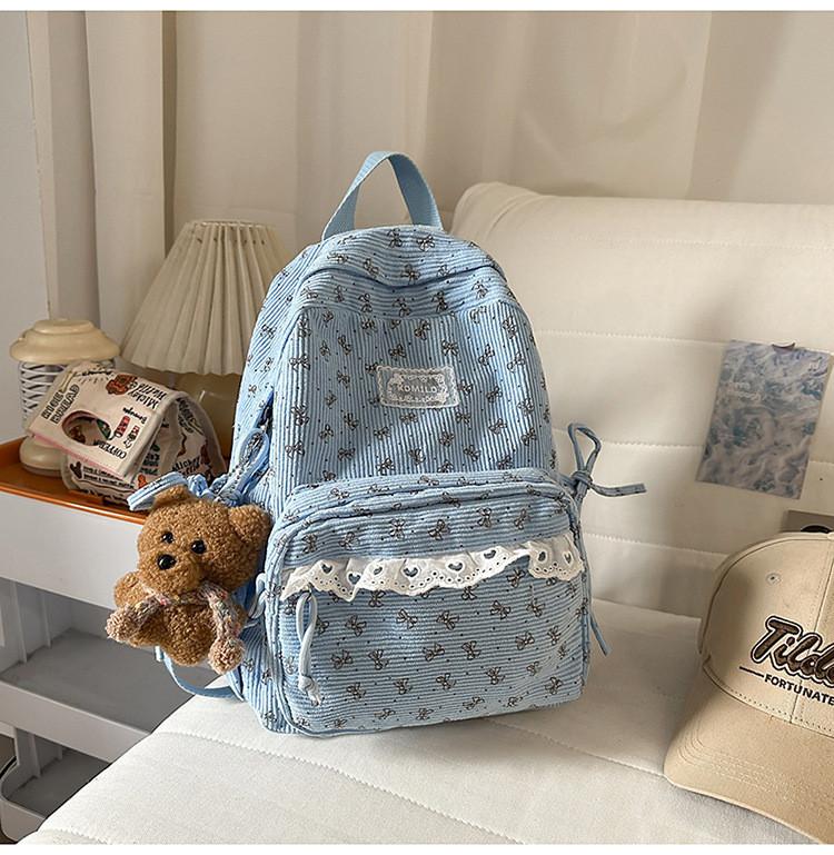 Korean Style Girls Backpack With Bow Pattern For School And Travel Purposes