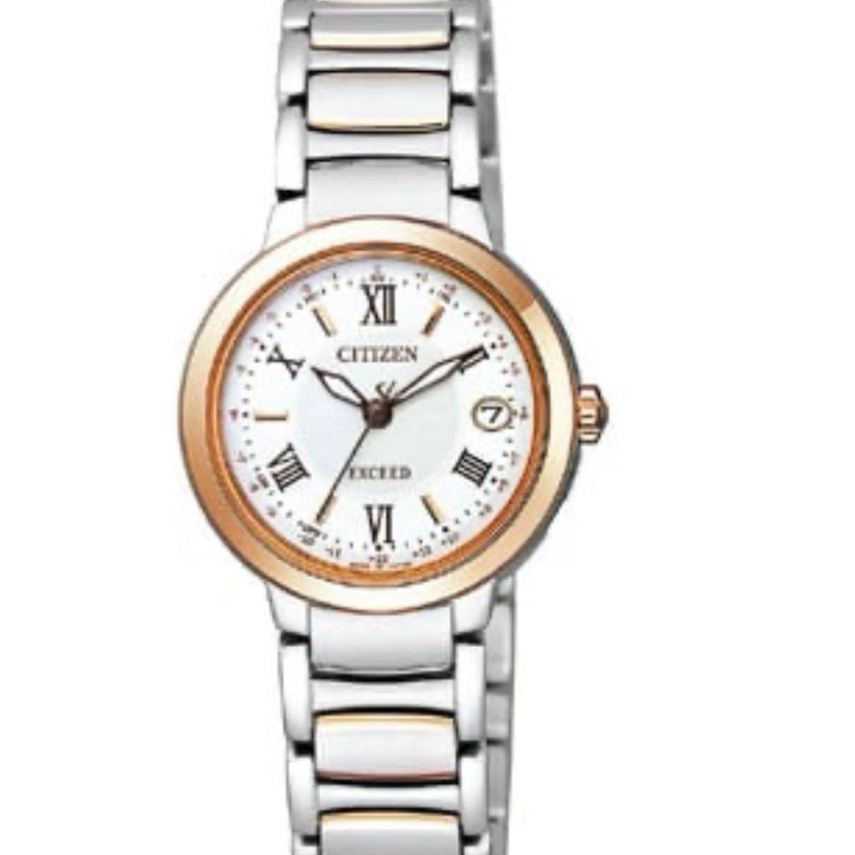 Used CITIZEN EXCEED Titanium Citizen Exceed Watch Silver x Pink Gold Working Condition ES9324-51W Radio Solar