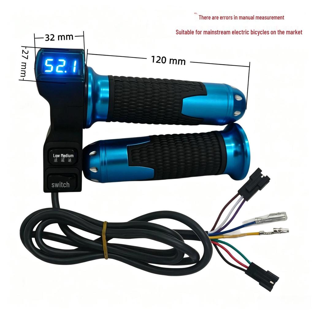 Blue Screen Electric Scooter Throttle Grip with Rice Grain 23 Switch & Speaker Voltage Display