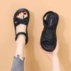 New Women's Flat Sandals with Elastic Bands Anti-slip and Soft-soled Beach Shoes