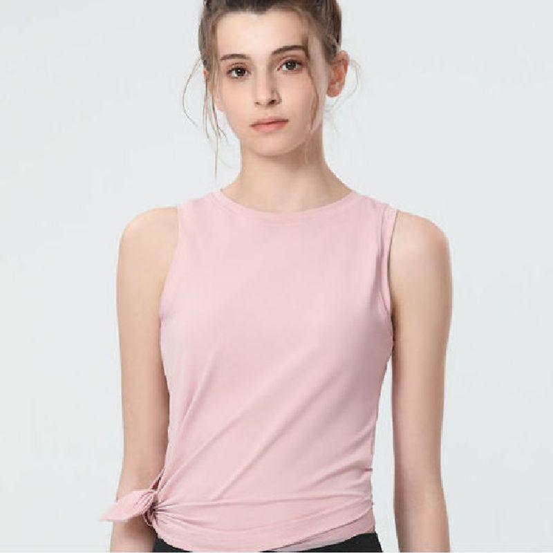 

Европейская и американская верхняя одежда с боковыми разрезами, одежда для йоги, женский летний спортивный топ без рукавов для бега, тренировок, занятий Pink M