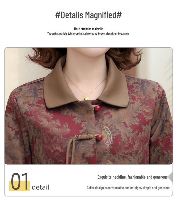 Stylish Floral Slimming Jacket for Middle-Aged Women - Spring & Autumn