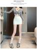 High-Waisted A-Line Short Skirt - Women's Spring Fashion with Anti-Exposure Style and Patchwork Design