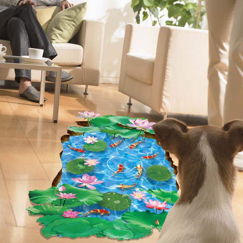 cartoon goldfish lotus bedroom living decor home 3D toilet waterproof removable
