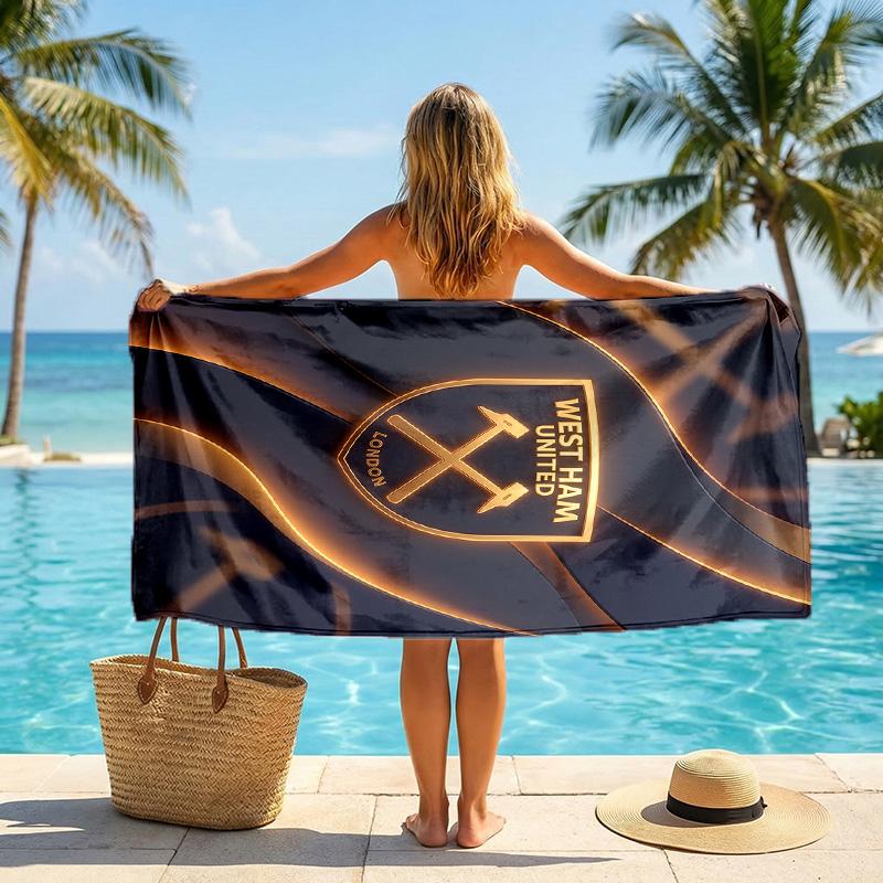 West Ham United Fußball Strandtuch Weiches Mikrofaser Sommerhandtuch Schnelltrocknend Saugfähiges Handtuch für Strand Schwimmbad Reisen