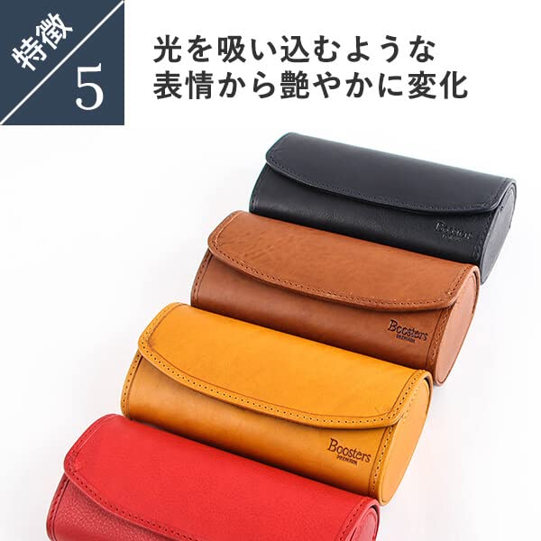 Boosters Minerva Box Hard Eyeglass Case, Genuine Leather, Stylish, Large Size, Sunglasses Case, Reading Glasses Case, Navy