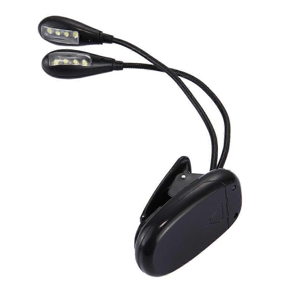 LED lampička na knihu se 2 rameny, Dvojité ramena LED světlo na klip pro čtení, kempování, turistiku(Černá)
