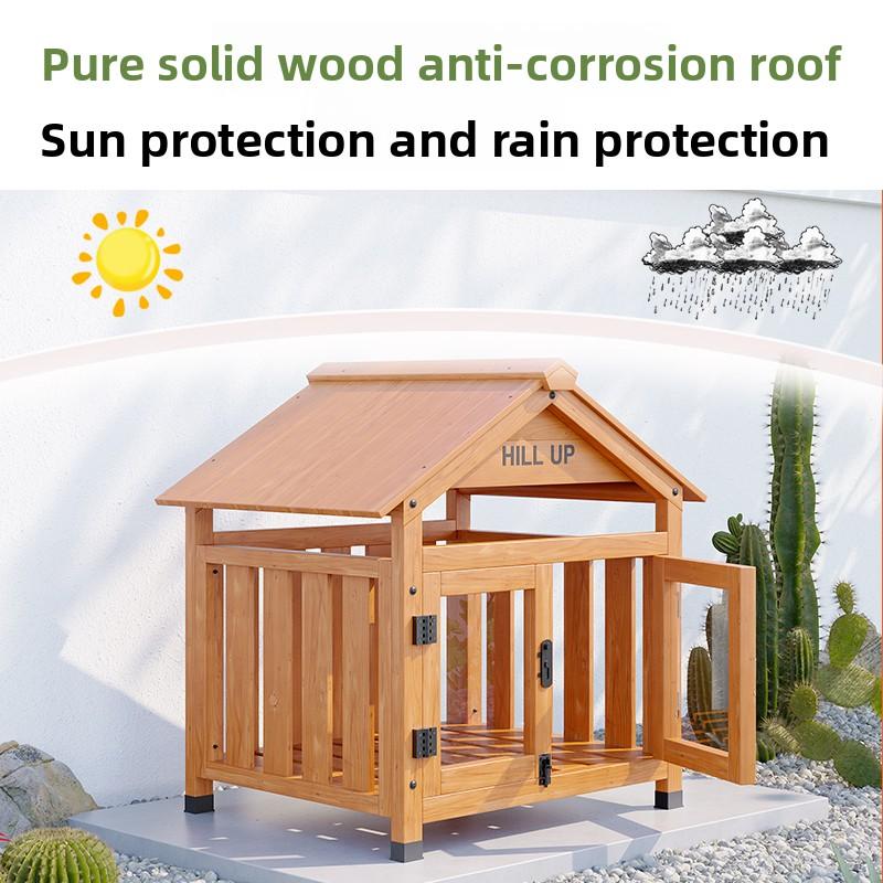 Four Season Universal Wooden Dog House Outdoor Waterproof Shelter for Large Dogs Elevated Kennel with Sunscreen Roof Dog Cage