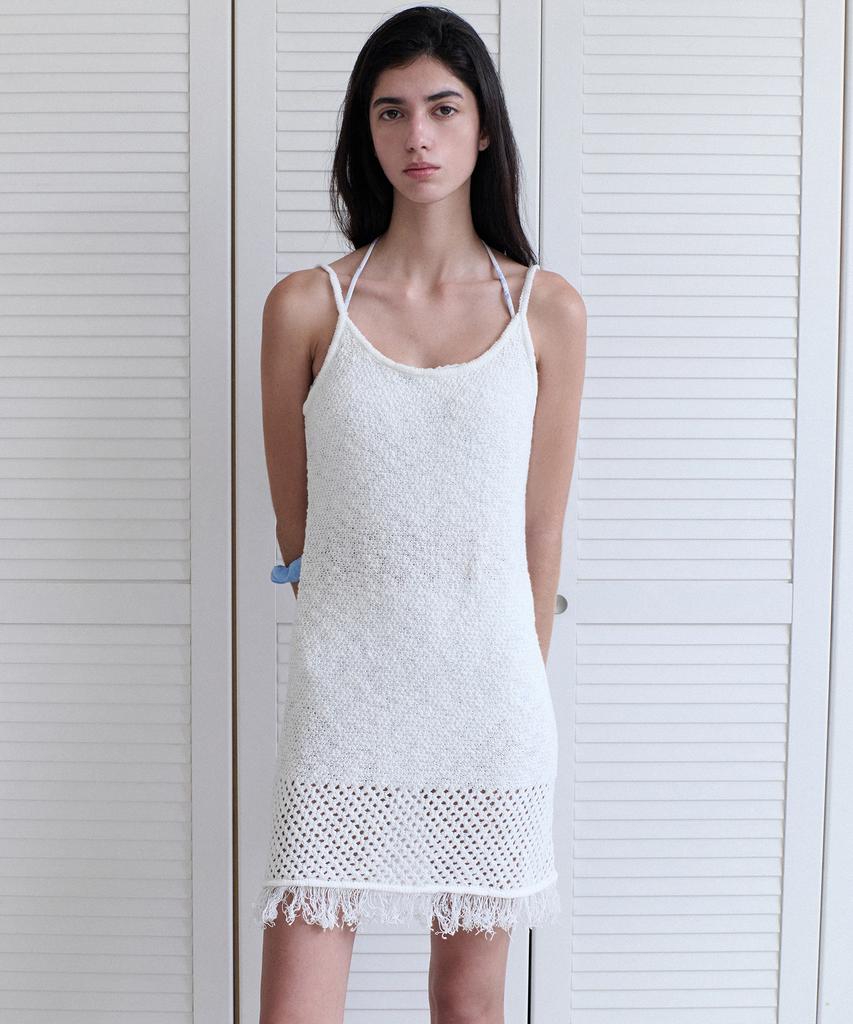 Annies Luna Fringe Knit Dress (White)