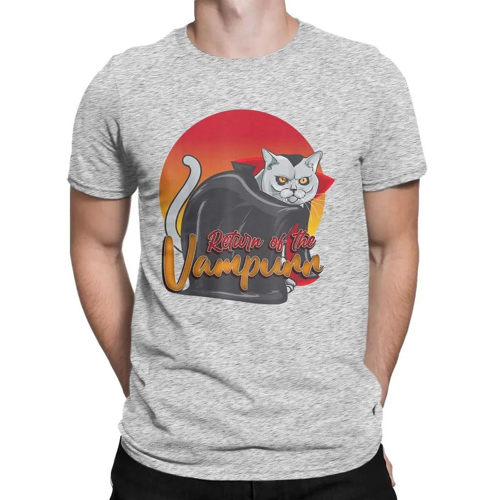 Men's Return Of The Vampurr Cat Vampire T Shirt Halloween Funny Cotton Clothes Short Sleeve Crewneck Tee Shirt New T-Shirts